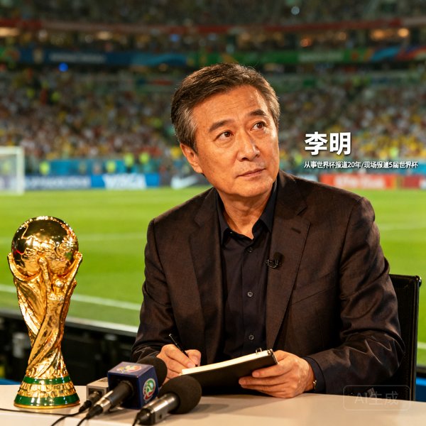 主编李明，从事世界杯报道超过20年，曾现场报道5届世界杯